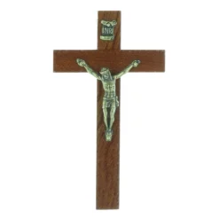 Palais du Rosaire Crucifix bois foncé et Christ argenté 10,5 cm^ Crucifix Bois