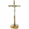 Palais du Rosaire Crucifix bois sur socle en bois avec le Christ argenté 21cm^ Crucifix Bois