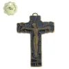 Palais du Rosaire Crucifix Bronze finitions émaillé bleu foncé 8cm^ Crucifix Métal