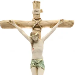 Palais du Rosaire Crucifix Christ en résine , croix imitation bois 22 cm^ Crucifix Résine