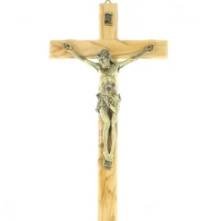 Palais du Rosaire Crucifix de 50cm en bois d'olivier et Christ doré^ Crucifix Bois