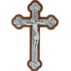 Palais du Rosaire Crucifix des 4 Évangélistes en bois d'acajou 25 cm^ Crucifix Bois