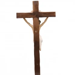 Palais du Rosaire Crucifix effet bois brut avec Christ en résine colorée 61 cm^ Crucifix Résine | Crucifix Bois