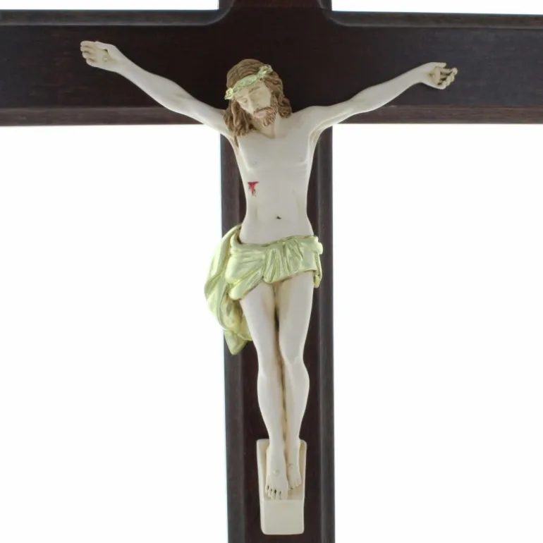 Palais du Rosaire Crucifix en bois avec le Christ réaliste 50cm^ Crucifix Bois
