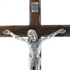 Palais du Rosaire Crucifix en bois verni avec Christ argenté 25 cm^ Crucifix Bois