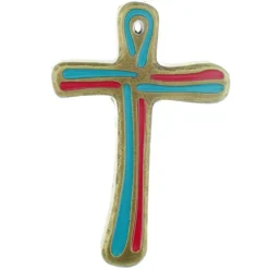 Palais du Rosaire Crucifix en métal émaillé bleu et rouge 10cm^ Crucifix Métal