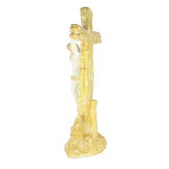 Palais du Rosaire Crucifix en résine blanche et paillettes dorées 17cm^ Crucifix Résine