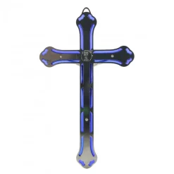 Palais du Rosaire Crucifix émaillé en métal argenté 18 cm^ Crucifix Métal