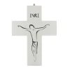 Palais du Rosaire Crucifix Moderne en Bois Blanc 20 cm^ Crucifix Bois