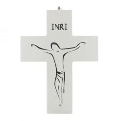 Palais du Rosaire Crucifix Moderne en Bois Blanc 20 cm^ Crucifix Bois