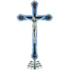 Palais du Rosaire Crucifix métal coloré et argenté et Christ en métal 20 cm^ Crucifix Métal