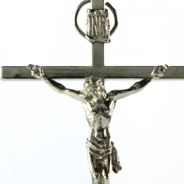 Palais du Rosaire Crucifix métal et Christ argenté 10 cm^ Crucifix Métal