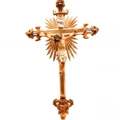 Palais du Rosaire Crucifix style baroque avec dorures en résine 78cm^ Crucifix Résine | Crucifix Bois