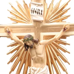 Palais du Rosaire Crucifix style baroque avec dorures en résine 78cm^ Crucifix Résine | Crucifix Bois