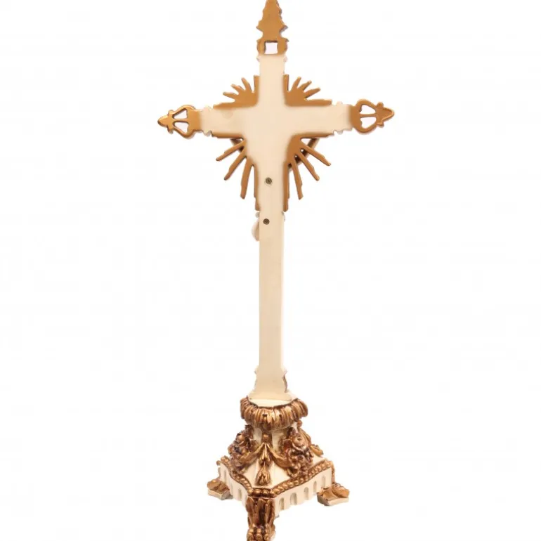 Palais du Rosaire Crucifix style baroque en résine 75cm^ Crucifix Résine | Statue De Grande Taille