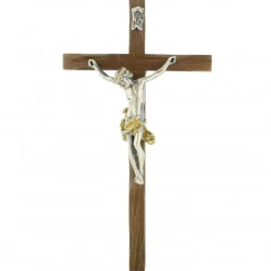 Palais du Rosaire Crucifix style baroque en bois et Christ argenté 22cm^ Crucifix Bois