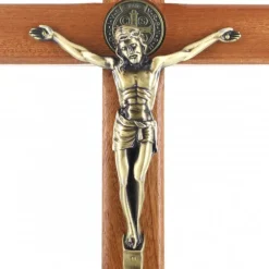 Palais du Rosaire Crucifix sur pied de Saint Benoît en bois 30cm^ Crucifix Bois