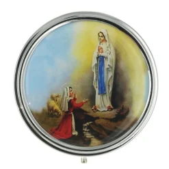 Palais du Rosaire Custode Argentée Décorée de l'Apparition de Lourdes 6cm^ Custode
