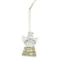 Palais du Rosaire Décoration de Sapin d'un Ange en verre avec paillettes dorées de 4,5cm^ Décoration De Noël