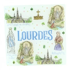Palais du Rosaire Dessous de plat de Lourdes en verre trempé 20x20cm^ Vaisselle De Lourdes