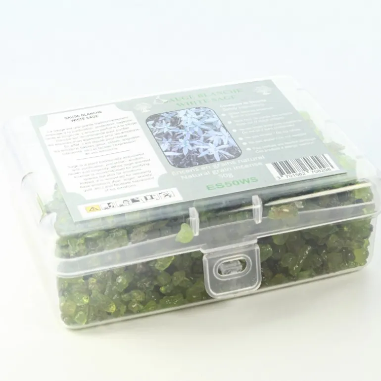 Palais du Rosaire Encens Naturel en Grains Sauge Blanche - Boîte 50g^ Encens En Grains
