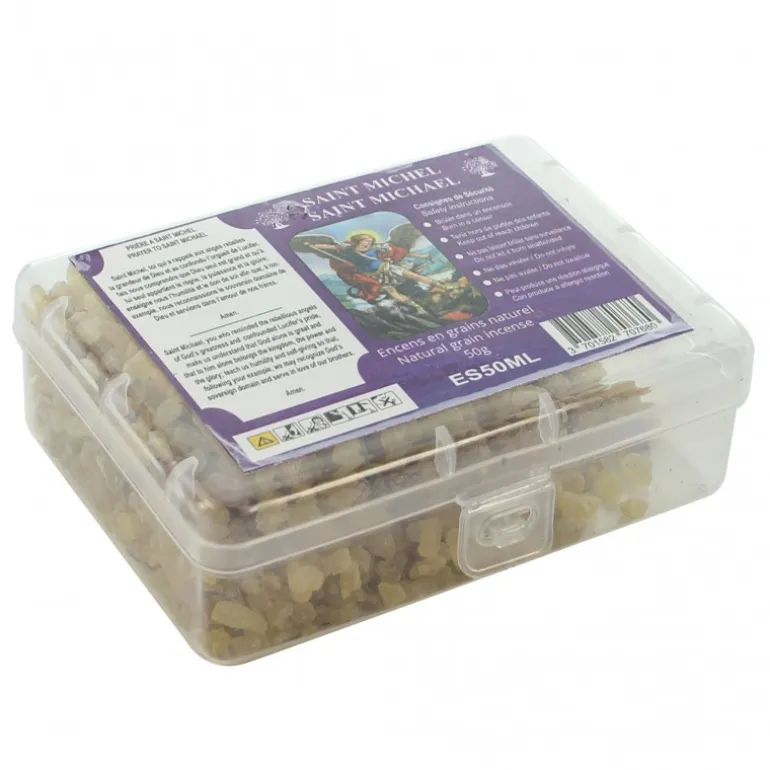 Palais du Rosaire Encens Naturel en Grains de Saint Michel avec prière - Boîte 50g^ Encens En Grains