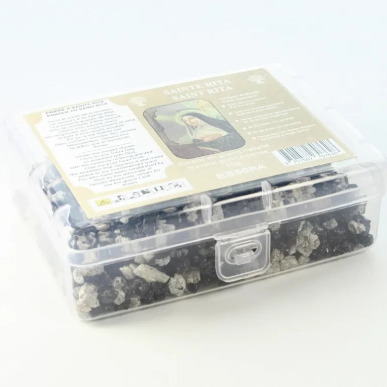 Palais du Rosaire Encens Naturel en Grains de Sainte Rita avec prière - Boîte 50g^ Encens En Grains