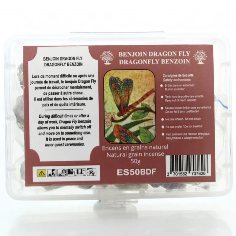 Palais du Rosaire Encens Naturel en Grains Benjoin Dragon Fly - Boîte 50g^ Encens En Grains