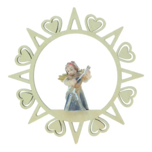 Palais du Rosaire Etoile de Sapin de Noël en bois avec un Ange 8,5 x 8,5cm^ Décoration De Noël