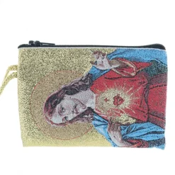 Palais du Rosaire Etui à Chapelet décoré du Scapulaire avec fil doré 10x7 cm^ Porte-Monnaie | Etui À Chapelet