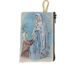 Palais du Rosaire Etui à Chapelet en fil doré 10x7 cm avec Apparition et Sanctuaire de Lourdes^ Porte-Monnaie | Etui À Chapelet