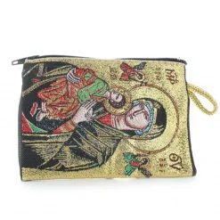 Palais du Rosaire Etui à Chapelet en fil doré 10x7 cm décoré de la Vierge Noire^ Porte-Monnaie | Etui À Chapelet