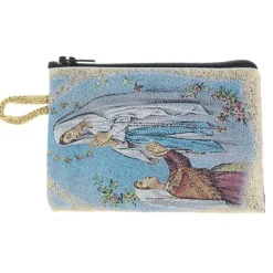 Palais du Rosaire Etui à Chapelet en fil doré 10x7 cm avec Apparition et Sanctuaire de Lourdes^ Porte-Monnaie | Etui À Chapelet