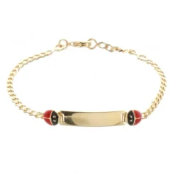 Palais du Rosaire Gourmette pour enfant en Plaqué Or avec une décoration coccinelle^ Bracelet Plaqué Or