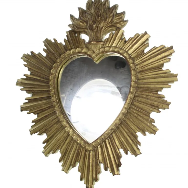 Palais du Rosaire Grand miroir Ex-voto en résine dorée^ Ex-Voto