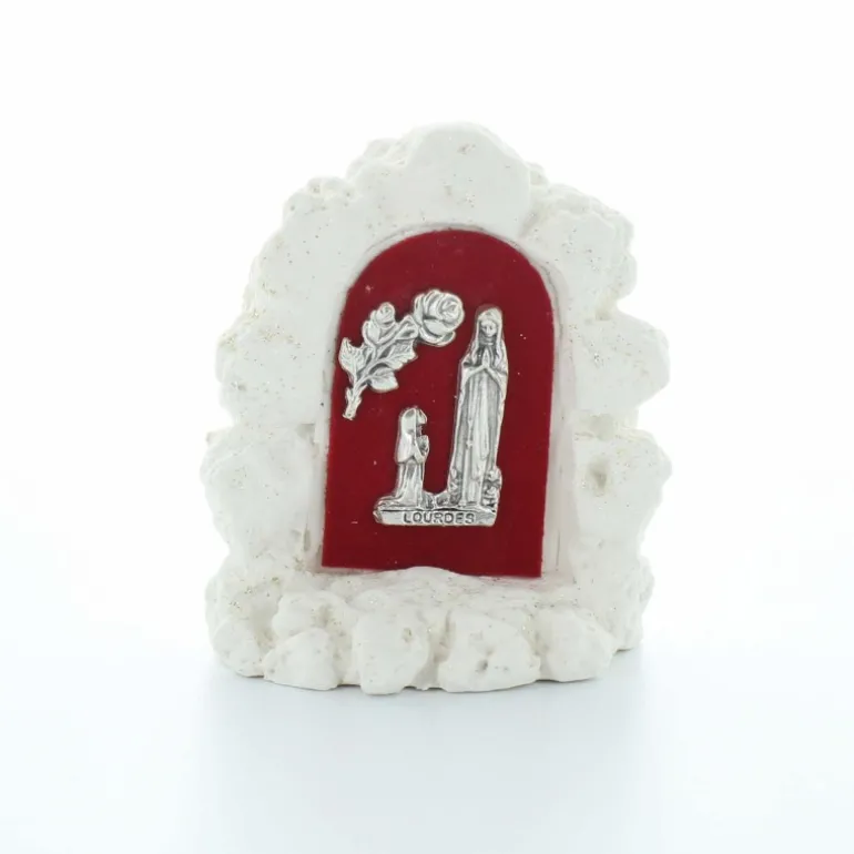 Palais du Rosaire Grotte blanche en résine avec l'Apparition de Lourdes^ Décoration De Noël | Statue De Notre Dame De Lourdes