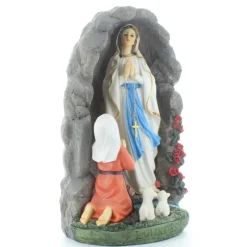 Palais du Rosaire Grotte en résine avec l'apparition de Lourdes au chapelet 31 cm^ Statue De Notre Dame De Lourdes