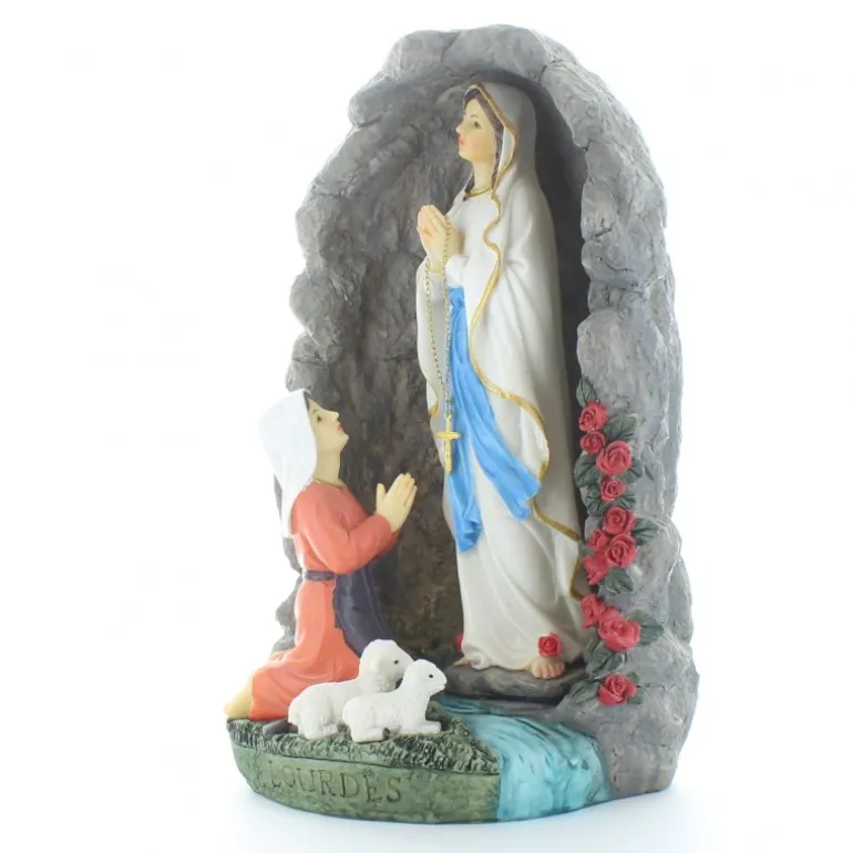 Palais du Rosaire Grotte en résine avec l'apparition de Lourdes au chapelet 31 cm^ Statue De Notre Dame De Lourdes