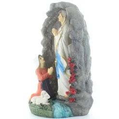 Palais du Rosaire Grotte en résine avec l'apparition de Lourdes au chapelet 22 cm^ Statue De Notre Dame De Lourdes