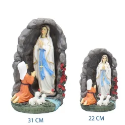 Palais du Rosaire Grotte en résine avec l'apparition de Lourdes au chapelet 31 cm^ Statue De Notre Dame De Lourdes