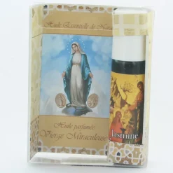 Palais du Rosaire Huile essentielle de Nard de Jérusalem en roll-on à l'effigie de la Vierge Miraculeuse et parfum Jasmin^ Huile Religieuse