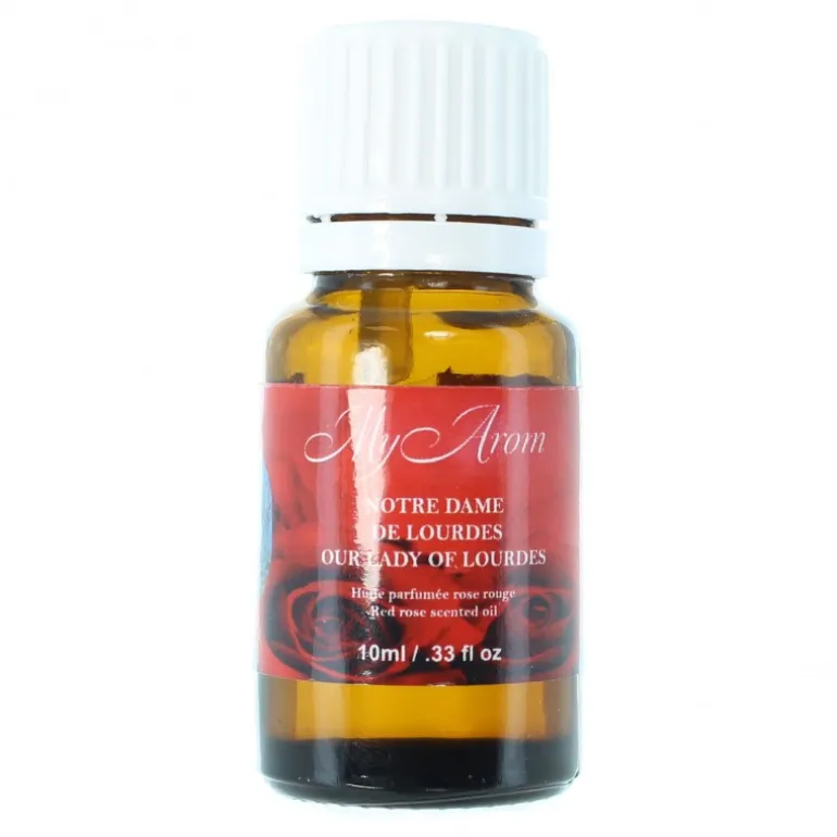 Palais du Rosaire Huile essentielle religieuse Notre Dame de Lourdes parfumée à la Rose rouge 10ml^ Huile Religieuse