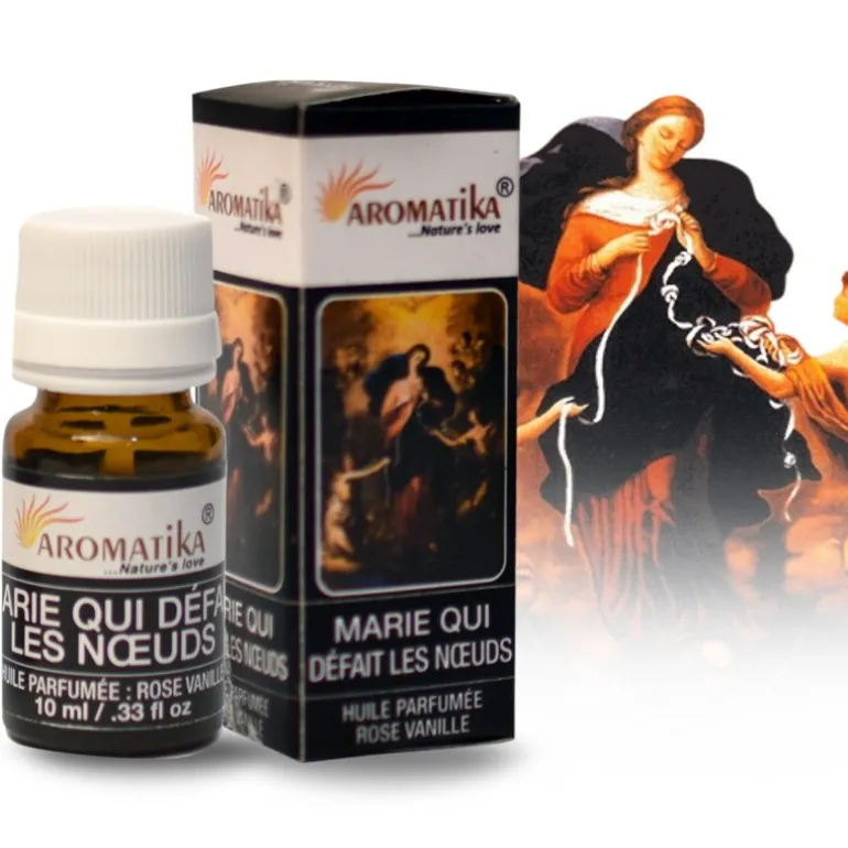 Palais du Rosaire Huile essentielle religieuse Marie qui défait les noeuds, à la rose vanillée 10ml^ Huile Religieuse