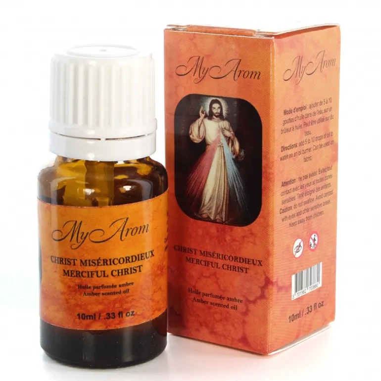 Palais du Rosaire Huile essentielle religieuse du Christ Miséricordieux avec prière 10ml^ Huile Religieuse