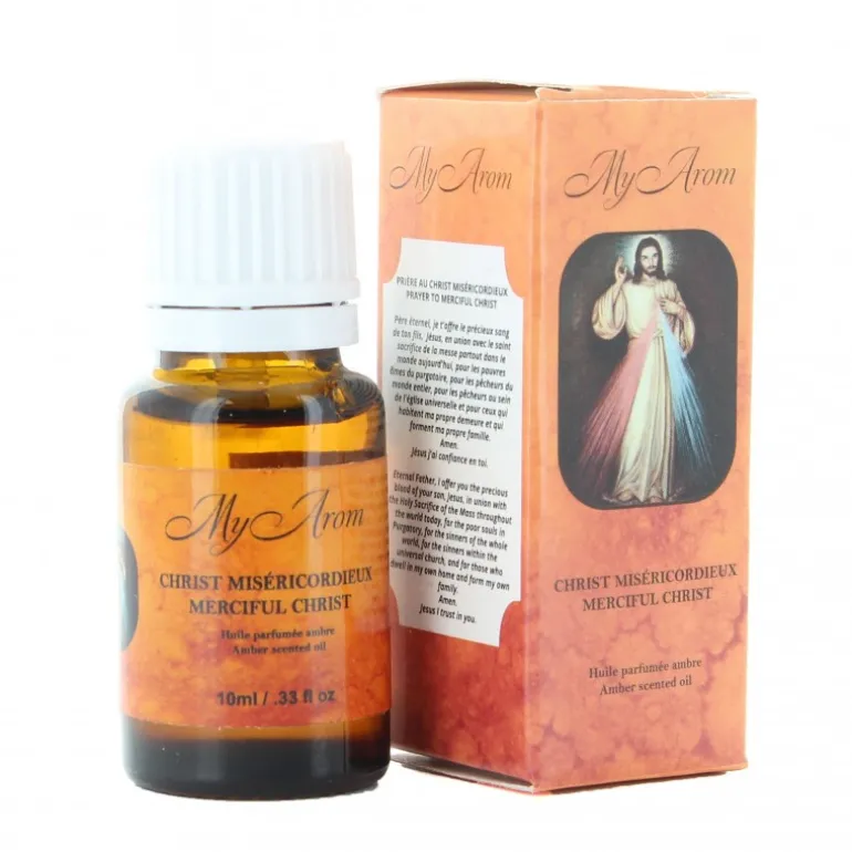 Palais du Rosaire Huile essentielle religieuse du Christ Miséricordieux avec prière 10ml^ Huile Religieuse