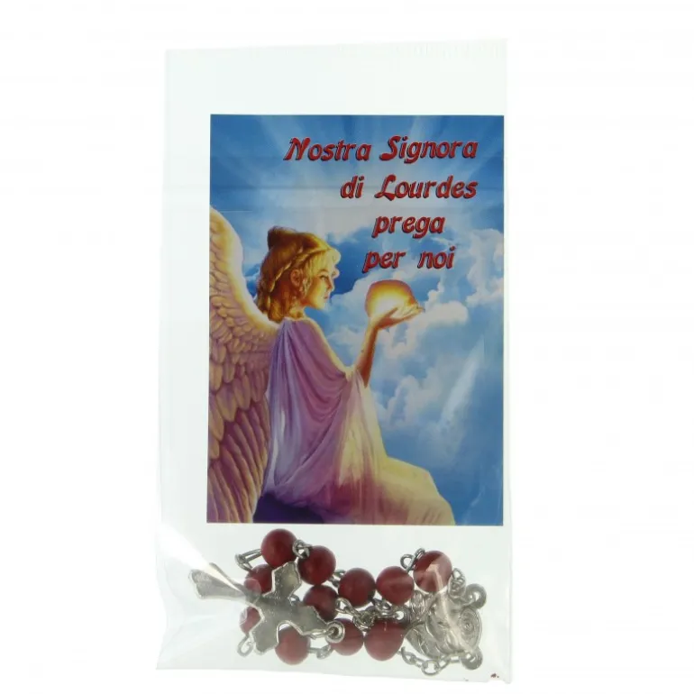 Palais du Rosaire Image de l'Apparition de Lourdes et Dizainier pétale de rose^ Bracelet Dizainier | Image Religieuse