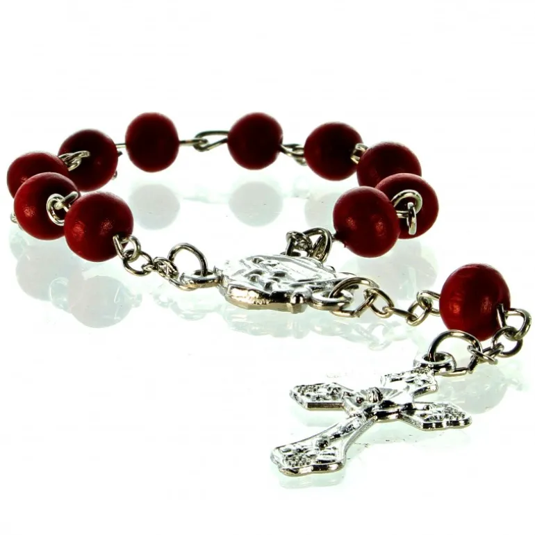 Palais du Rosaire Image de l'Apparition de Lourdes et Dizainier pétale de rose^ Bracelet Dizainier | Image Religieuse
