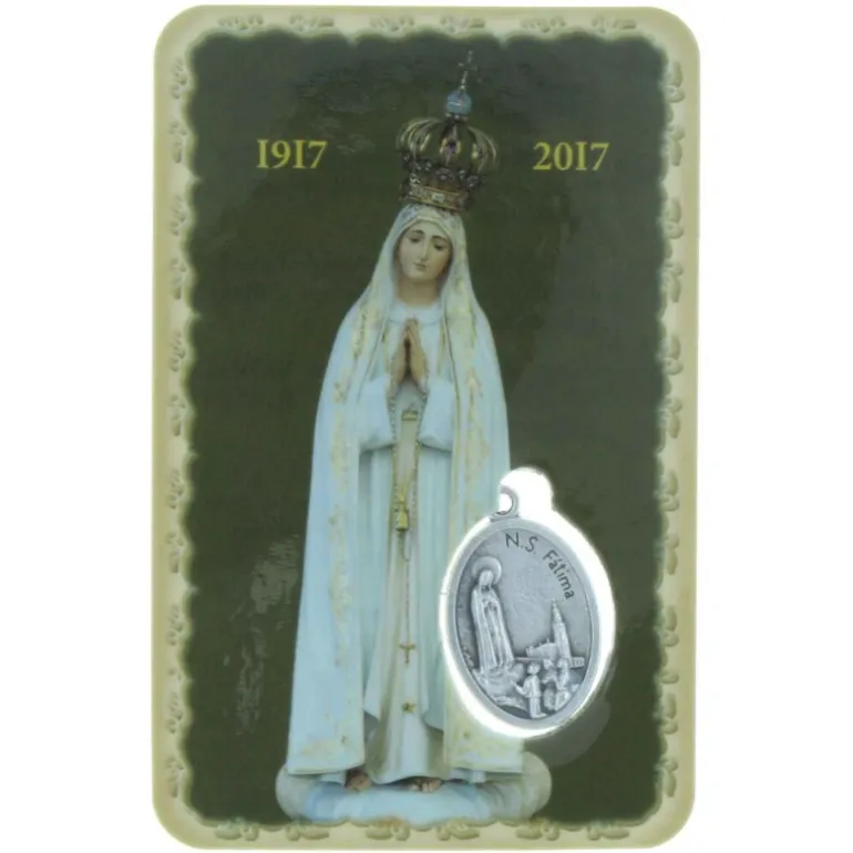 Palais du Rosaire Image religieuse de Notre Dame de Fatima avec une médaille^ Image Religieuse