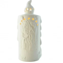Palais du Rosaire Lampe en porcelaine style bougie illustrée avec la Vierge de Lourdes et Sainte Bernadette 20cm^ Bougie De Dévotion