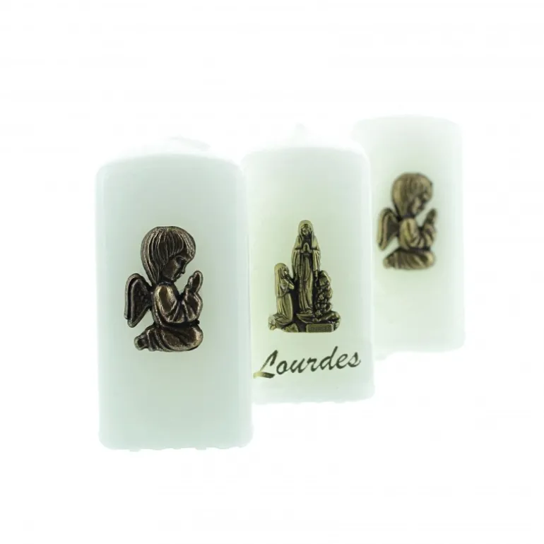 Palais du Rosaire Lot de 3 bougies Apparition et Anges 6x3cm^ Bougie De Dévotion